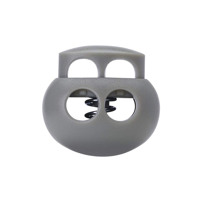 DYZD Plastic Cord Lock End Toggle Double Hole Spring Stopper Fastener Slider Toggles End (Grey 10PCS) - Image 1